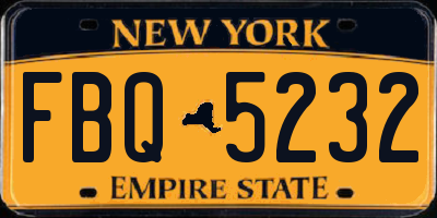 NY license plate FBQ5232