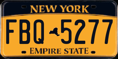 NY license plate FBQ5277