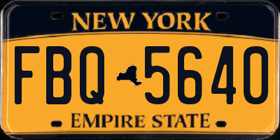 NY license plate FBQ5640
