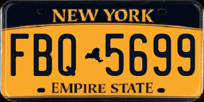 NY license plate FBQ5699