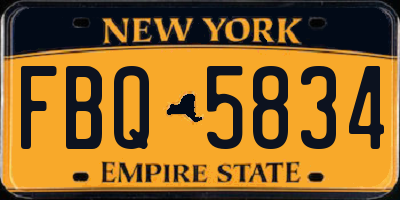 NY license plate FBQ5834