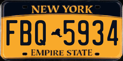 NY license plate FBQ5934