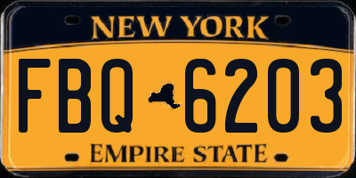 NY license plate FBQ6203