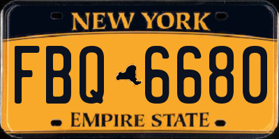 NY license plate FBQ6680