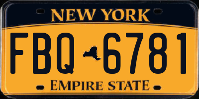 NY license plate FBQ6781