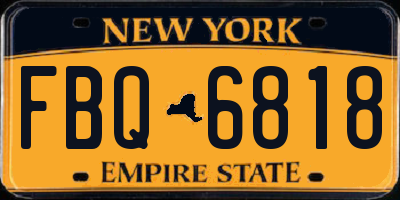 NY license plate FBQ6818