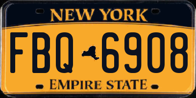 NY license plate FBQ6908