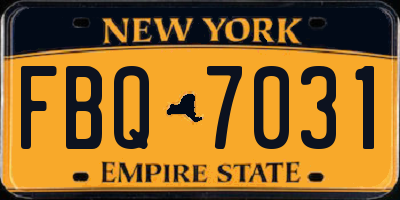 NY license plate FBQ7031