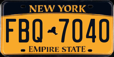 NY license plate FBQ7040