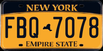 NY license plate FBQ7078