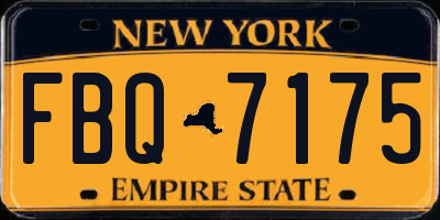 NY license plate FBQ7175