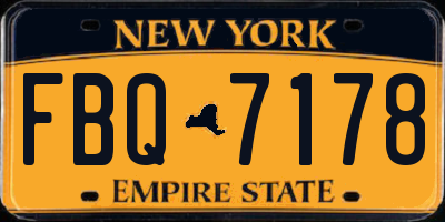 NY license plate FBQ7178