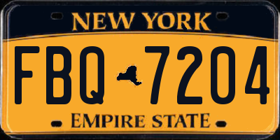 NY license plate FBQ7204