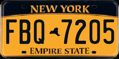 NY license plate FBQ7205