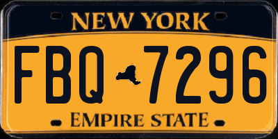 NY license plate FBQ7296