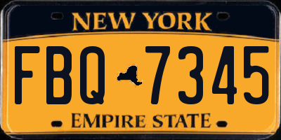 NY license plate FBQ7345