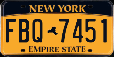 NY license plate FBQ7451