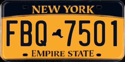 NY license plate FBQ7501