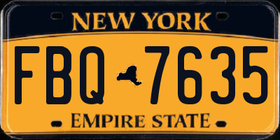 NY license plate FBQ7635