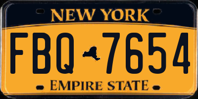 NY license plate FBQ7654