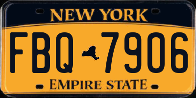 NY license plate FBQ7906