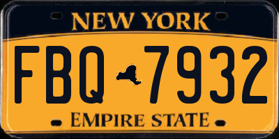 NY license plate FBQ7932