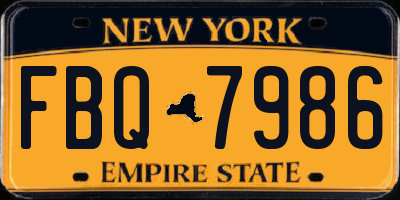 NY license plate FBQ7986