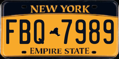 NY license plate FBQ7989