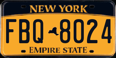NY license plate FBQ8024