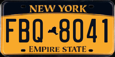 NY license plate FBQ8041