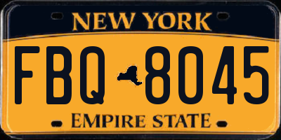 NY license plate FBQ8045