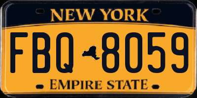 NY license plate FBQ8059