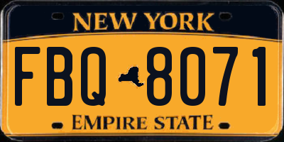 NY license plate FBQ8071