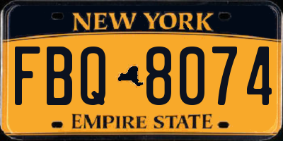 NY license plate FBQ8074
