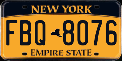NY license plate FBQ8076