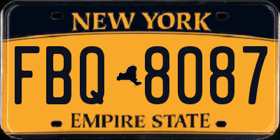 NY license plate FBQ8087