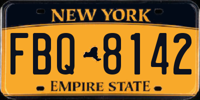 NY license plate FBQ8142