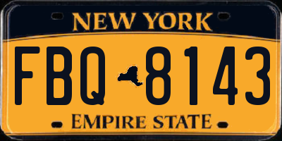NY license plate FBQ8143
