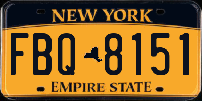 NY license plate FBQ8151