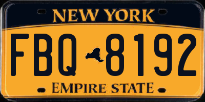 NY license plate FBQ8192