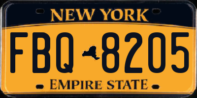 NY license plate FBQ8205