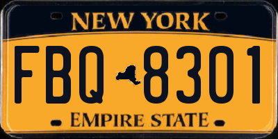 NY license plate FBQ8301