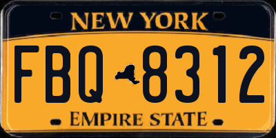 NY license plate FBQ8312