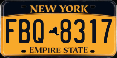 NY license plate FBQ8317