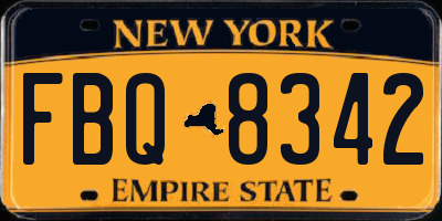 NY license plate FBQ8342