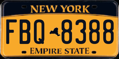 NY license plate FBQ8388