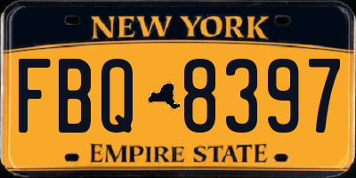 NY license plate FBQ8397