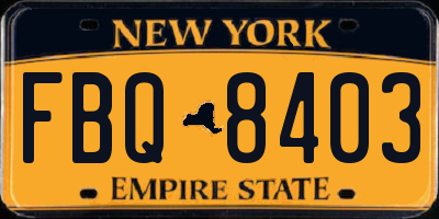 NY license plate FBQ8403