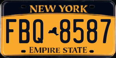 NY license plate FBQ8587