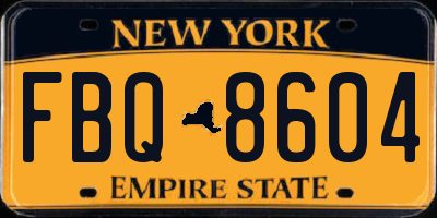 NY license plate FBQ8604